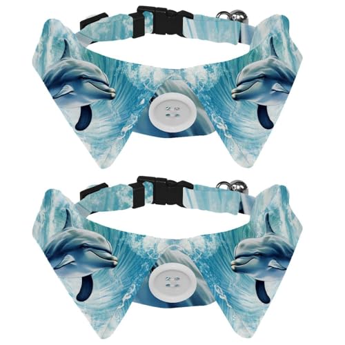 2 x Welpenhalsbänder, Delfin, Katzen-Fliege mit Schnalle für kleine, mittelgroße Hunde, Halsbänder für Haustier-Fliegen, Halsumfang 28,4–31 cm 2 x Welpenhalsbänder, Delfin, Katzen-Fliege mit Schnalle für kleine, mittelgroße Hunde, Halsbänder für Haustier-Fliegen, Halsumfang 28,4–31 cm von RODAILYCAY