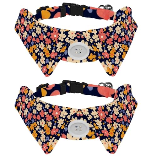 2 x Welpenhalsbänder, kleines Blumenmuster, Samt, Fliege, Halsband, verstellbar, formelle Haustier-Smoking-Fliegen für Jungen, Mädchen, Hunde, Katzen 2 x Welpenhalsbänder, kleines Blumenmuster, Samt, Fliege, Halsband, verstellbar, formelle Haustier-Smoking-Fliegen für Jungen, Mädchen, Hunde, Katzen von RODAILYCAY