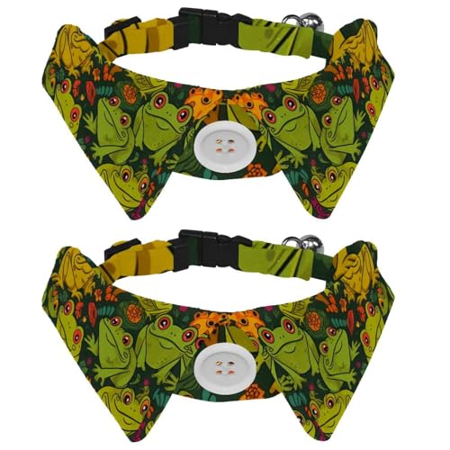 2 x Welpenhalsband mit Fliege, lustige Cartoon-Frösche, Blumen, verstellbare Haustier-Fliege, Halsband für Katzen und Hunde, bequem, weich, Anzug-Halsumfang 28,4–31 cm 2 x Welpenhalsband mit Fliege, lustige Cartoon-Frösche, Blumen, verstellbare Haustier-Fliege, Halsband für Katzen und Hunde, bequem, weich, Anzug-Halsumfang 28,4–31 cm von RODAILYCAY