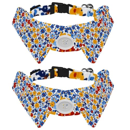 2 x bunte Ditsy-Blumen-Fliegen, Hemd, Revers-Stil, Katze, Kätzchen, Halsband, mit Fliege für kleine Katzen, Welpen, Haustiere 2 x bunte Ditsy-Blumen-Fliegen, Hemd, Revers-Stil, Katze, Kätzchen, Halsband, mit Fliege für kleine Katzen, Welpen, Haustiere von RODAILYCAY