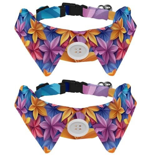 Ditsy Hundehalsband mit Blumenmuster, nahtloses Muster, 2 Stück, Revers-Stil, Pfoten-Hundehalsband mit Fliege, verstellbare Haustier-Fliege für kleine, mittelgroße Hunde und Katzen von RODAILYCAY