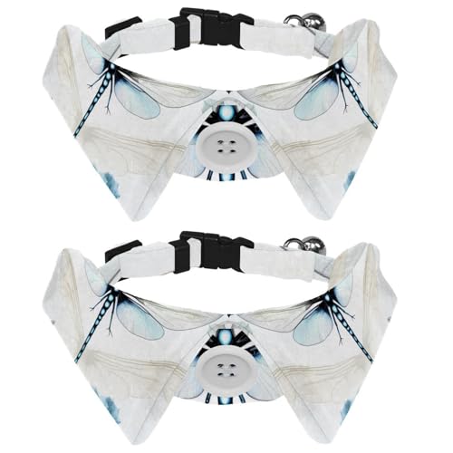 Dragonfly 2 Packungen Welpenhalsbänder mit Fliege, verstellbare Smoking, Revers, Katzen-Fliege, elegantes Haustierhalsband für kleine, mittelgroße Hunde und Katzen von RODAILYCAY