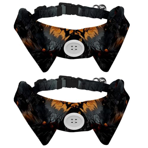 Halloween-Hundehalsbänder für mittelgroße Hunde, Fliege mit Schnalle, Halsband-Shirts für Haustier-Fliegen, Halsumfang: 28,4–31 cm, 2 Packungen Halloween-Hundehalsbänder für mittelgroße Hunde, Fliege mit Schnalle, Halsband-Shirts für Haustier-Fliegen, Halsumfang: 28,4–31 cm, 2 Packungen von RODAILYCAY