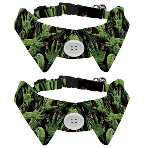 Halloween-Hundehalsband, Zombie-Hand, verstellbares Katzenhalsband mit Fliegen, niedliche Haustier-Fliege für mittelgroße Hunde, Katzen, Welpen, Kaninchen, Kätzchen, 2 Stück von RODAILYCAY