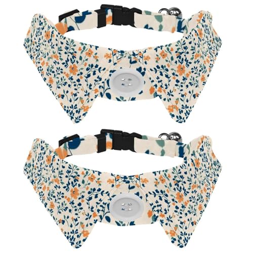 Hundehalsbänder für mittelgroße Hunde, buntes Blumenmuster, Katzenfliege mit Schnalle, Halsbänder für Haustierfliegen, Halsumfang 28,4–31 cm, 2 Stück Hundehalsbänder für mittelgroße Hunde, buntes Blumenmuster, Katzenfliege mit Schnalle, Halsbänder für Haustierfliegen, Halsumfang 28,4–31 cm, 2 Stück von RODAILYCAY