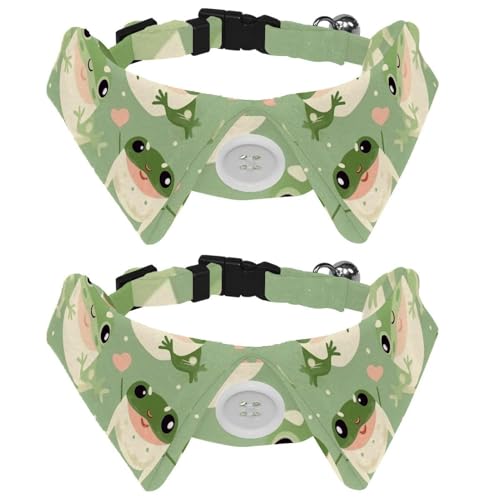 Hundehalsbänder mit Fliege und Glöckchen, lustiger Frosch mit Herz, verstellbare Katzenfliege, Halsband für kleine, mittelgroße Jungen und Mädchen, Haustiere, Welpen, Kätzchen, 2 Stück Hundehalsbänder mit Fliege und Glöckchen, lustiger Frosch mit Herz, verstellbare Katzenfliege, Halsband für kleine, mittelgroße Jungen und Mädchen, Haustiere, Welpen, Kätzchen, 2 Stück von RODAILYCAY