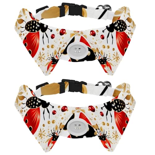 Hundehalsband, Marienkäfer-Fliege, Hundehalsband für mittelgroße Hunde, Welpen, bequeme Samt-Katzen-Haustier-Fliege mit Glöckchen, 2 Stück Hundehalsband, Marienkäfer-Fliege, Hundehalsband für mittelgroße Hunde, Welpen, bequeme Samt-Katzen-Haustier-Fliege mit Glöckchen, 2 Stück von RODAILYCAY