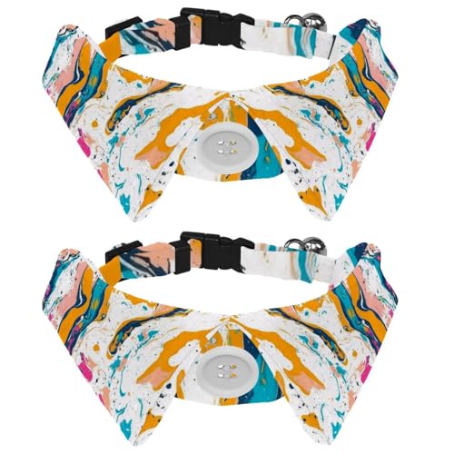 Hundehalsband, abstraktes Marmor-Textur-Muster, Hemd-Stil, Pfotenmotiv, verstellbare Fliege, Hundehalsband, elegante Haustier-Fliegen für kleine Welpen und Katzen, Länge 29 - 31 cm, 2 Stück von RODAILYCAY