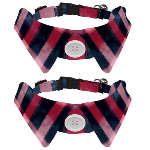 Hundehalsband, kariert, Revers-Stil, Pfoten-Hundehalsband mit Fliege, verstellbare Haustier-Fliegen für kleine, mittelgroße Hunde und Katzen, 2 Stück Hundehalsband, kariert, Revers-Stil, Pfoten-Hundehalsband mit Fliege, verstellbare Haustier-Fliegen für kleine, mittelgroße Hunde und Katzen, 2 Stück von RODAILYCAY