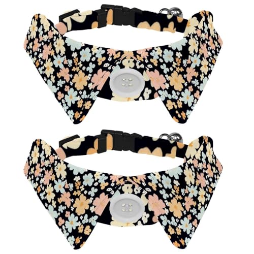 Hundehalsband für mittelgroße Hunde und Welpen, buntes Blumenmuster, 2 Packungen, Fliege, Hundehalsband, bequeme Samt-Fliege mit Glöckchen Hundehalsband für mittelgroße Hunde und Welpen, buntes Blumenmuster, 2 Packungen, Fliege, Hundehalsband, bequeme Samt-Fliege mit Glöckchen von RODAILYCAY