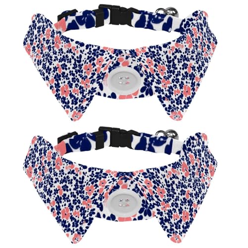 Hundehalsband im Hemd-Stil, Pfotenmotiv, buntes Ditsy-Blumenmuster, verstellbare Fliege, Hundehalsband, elegante Haustier-Fliege für kleine Welpen und Katzen, Länge 29 - 31 cm, 2 Stück Hundehalsband im Hemd-Stil, Pfotenmotiv, buntes Ditsy-Blumenmuster, verstellbare Fliege, Hundehalsband, elegante Haustier-Fliege für kleine Welpen und Katzen, Länge 29 - 31 cm, 2 Stück von RODAILYCAY