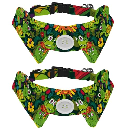 Hundehalsband mit Blumen-Cartoon-Motiv, niedliche Frösche, mit Fliege, verstellbar, niedliches Revers-Design, Fliege, Haustierhalsband für kleine Hunde, Welpen und Katzen, 2 Stück Hundehalsband mit Blumen-Cartoon-Motiv, niedliche Frösche, mit Fliege, verstellbar, niedliches Revers-Design, Fliege, Haustierhalsband für kleine Hunde, Welpen und Katzen, 2 Stück von RODAILYCAY