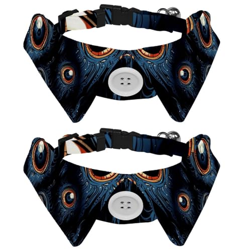 Hundehalsband mit Fliege, Halloween-Augapfel verstellbar, niedliches Revers-Design, Fliege, Haustierhalsband für kleine Hunde, Welpen und Katzen, 2 Stück von RODAILYCAY