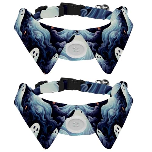 Hundehalsband mit Fliege, Halloween-Geist, verstellbar, niedliches Revers-Design, Fliege, Haustierhalsband für kleine Hunde, Welpen und Katzen, 2 Stück Hundehalsband mit Fliege, Halloween-Geist, verstellbar, niedliches Revers-Design, Fliege, Haustierhalsband für kleine Hunde, Welpen und Katzen, 2 Stück von RODAILYCAY