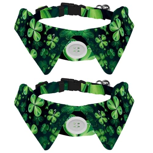 Hundehalsband mit Fliege, "Happy St. Patrick's Day", vierblättriges Kleeblatt, für Mädchen und Jungen, mit Fliege, für kleine und mittelgroße Welpen, Kätzchen, Kaninchen, 2 Stück Hundehalsband mit Fliege, "Happy St. Patrick's Day", vierblättriges Kleeblatt, für Mädchen und Jungen, mit Fliege, für kleine und mittelgroße Welpen, Kätzchen, Kaninchen, 2 Stück von RODAILYCAY