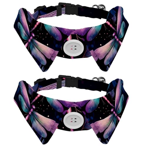 Hundehalsband mit Fliege, Libelle, verstellbar, niedliches Revers-Design, Fliege, Haustierhalsband für kleine Hunde, Welpen und Katzen, 2 Stück Hundehalsband mit Fliege, Libelle, verstellbar, niedliches Revers-Design, Fliege, Haustierhalsband für kleine Hunde, Welpen und Katzen, 2 Stück von RODAILYCAY