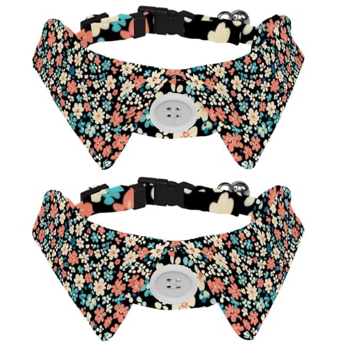 Hundehalsband mit Fliege, bunt, Blume, nahtlos, verstellbar, für kleine Hunde, Welpen, Katzen, Kaninchen, Halsumfang 28,4–31 cm, 2 Stück Hundehalsband mit Fliege, bunt, Blume, nahtlos, verstellbar, für kleine Hunde, Welpen, Katzen, Kaninchen, Halsumfang 28,4–31 cm, 2 Stück von RODAILYCAY