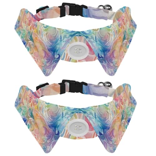 Hundehalsband mit Fliege, bunt, fließend, Wirbelstruktur, verstellbar, für kleine Hunde, Welpen, Katzen, Kaninchen, Halsumfang 28,4–31 cm, 2 Packungen Hundehalsband mit Fliege, bunt, fließend, Wirbelstruktur, verstellbar, für kleine Hunde, Welpen, Katzen, Kaninchen, Halsumfang 28,4–31 cm, 2 Packungen von RODAILYCAY