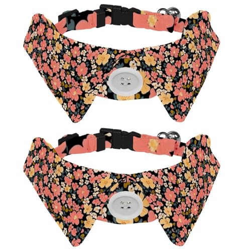 Hundehalsband mit Fliege, buntes Blumenmuster, verstellbar, niedliches Revers-Design, Fliege, Haustierhalsband für kleine Hunde, Welpen und Katzen, 2 Stück Hundehalsband mit Fliege, buntes Blumenmuster, verstellbar, niedliches Revers-Design, Fliege, Haustierhalsband für kleine Hunde, Welpen und Katzen, 2 Stück von RODAILYCAY