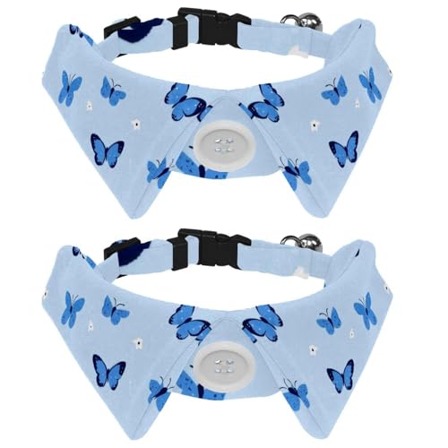 Hundehalsband mit Fliege, buntes Schmetterlingsmuster, für Mädchen und Jungen, mit Fliege, für kleine und mittelgroße Welpen, Kätzchen, Kaninchen, 2 Packungen von RODAILYCAY