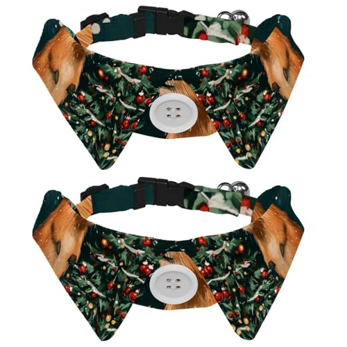 Hundehalsband mit Fliege, lustiges Capybara neben dem Weihnachtsbaum, für Mädchen und Jungen, mit Fliege, Haustier-Fliegen für kleine, mittelgroße Welpen, Kätzchen, Kaninchen, 2 Stück Hundehalsband mit Fliege, lustiges Capybara neben dem Weihnachtsbaum, für Mädchen und Jungen, mit Fliege, Haustier-Fliegen für kleine, mittelgroße Welpen, Kätzchen, Kaninchen, 2 Stück von RODAILYCAY