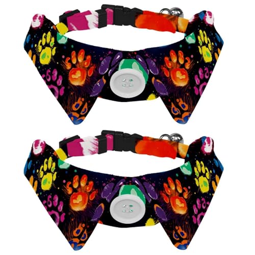 Hundehalsband mit Pfotenabdruck, 2 Stück, mit Fliege, verstellbarer Smoking, Revers, Katzen-Fliege, elegantes Haustierhalsband für kleine, mittelgroße Haustiere von RODAILYCAY