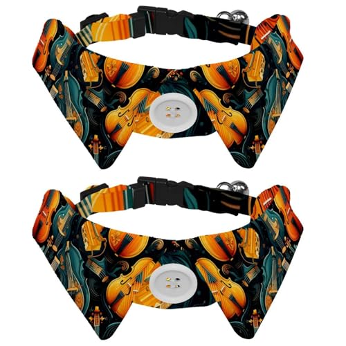 Hundehalsband mit Pfotenmotiv, verstellbare Fliege mit Musikinstrument, elegante Haustier-Fliege für kleine Welpen und Katzen, Länge 29 - 31 cm, 2 Stück Hundehalsband mit Pfotenmotiv, verstellbare Fliege mit Musikinstrument, elegante Haustier-Fliege für kleine Welpen und Katzen, Länge 29 - 31 cm, 2 Stück von RODAILYCAY