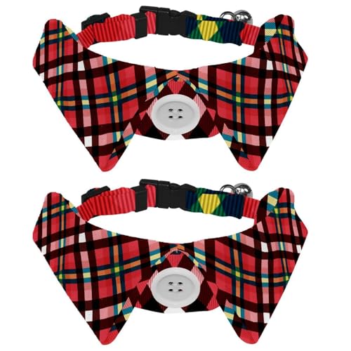 Hundehalsband mit Reverskaromuster, Pfotenmotiv, mit Fliege, verstellbare Haustier-Fliegen für kleine, mittelgroße Hunde und Katzen, Rot, 2 Stück Hundehalsband mit Reverskaromuster, Pfotenmotiv, mit Fliege, verstellbare Haustier-Fliegen für kleine, mittelgroße Hunde und Katzen, Rot, 2 Stück von RODAILYCAY