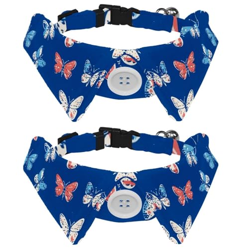 Hundehalsband mit Schmetterlingsmuster, Revers-Stil, Pfoten-Hundehalsband mit Fliege, verstellbare Haustier-Fliegen für kleine, mittelgroße Hunde und Katzen, 2 Stück von RODAILYCAY