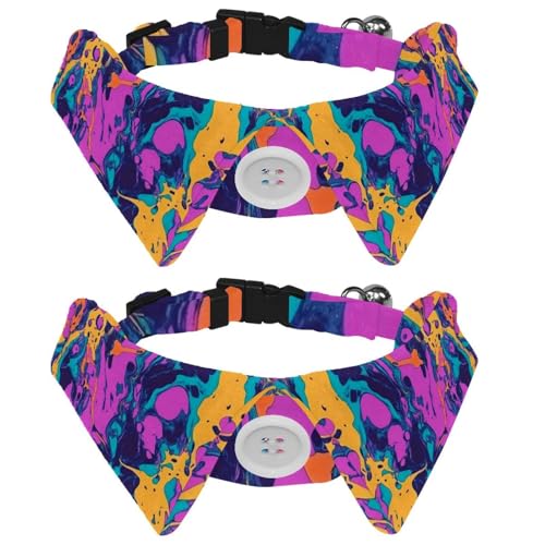 Hundehalsband mit buntem Marmor-Textur, 2 Stück, Revers-Stil, Pfoten-Hundehalsband mit Krawatte, verstellbare Haustier-Fliegen für kleine, mittelgroße Hunde und Katzen Hundehalsband mit buntem Marmor-Textur, 2 Stück, Revers-Stil, Pfoten-Hundehalsband mit Krawatte, verstellbare Haustier-Fliegen für kleine, mittelgroße Hunde und Katzen von RODAILYCAY