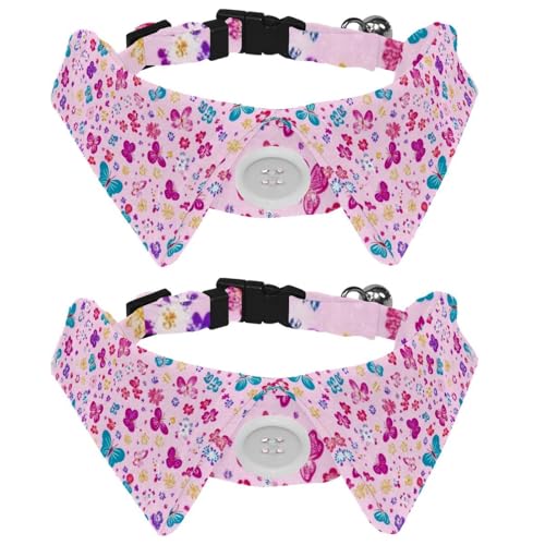 Hundehalsband mit buntem Schmetterlings- und Blumen-Hintergrund, für Welpen, Urlaub, verstellbare Katzen-Fliege, Halsband für kleine, mittelgroße Hunde, Katzen, Haustiere, Kaninchen, 2 Stück Hundehalsband mit buntem Schmetterlings- und Blumen-Hintergrund, für Welpen, Urlaub, verstellbare Katzen-Fliege, Halsband für kleine, mittelgroße Hunde, Katzen, Haustiere, Kaninchen, 2 Stück von RODAILYCAY