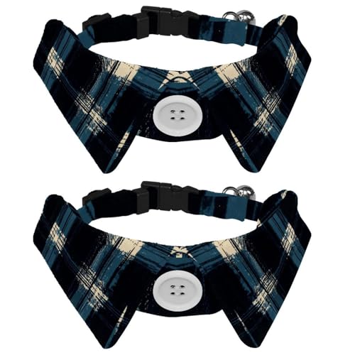 Katzenhalsband mit Fliegen, klassisches Karomuster, verstellbares Hundehalsband, niedliche Haustier-Fliege für kleine, mittelgroße Hunde, Katzen, Welpen, 2 Stück Katzenhalsband mit Fliegen, klassisches Karomuster, verstellbares Hundehalsband, niedliche Haustier-Fliege für kleine, mittelgroße Hunde, Katzen, Welpen, 2 Stück von RODAILYCAY