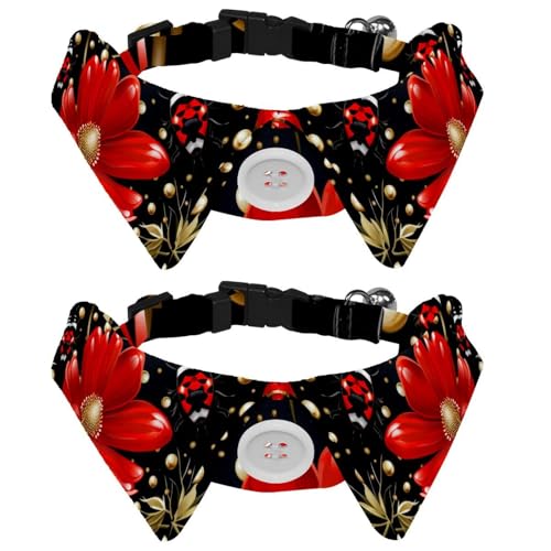 Ladybug 2 Packungen Welpenhalsband, Urlaubs-Fliege, verstellbare Katzen-Fliege, Halsband für mittelgroße Hunde, Katzen, Haustiere, Kaninchen von RODAILYCAY
