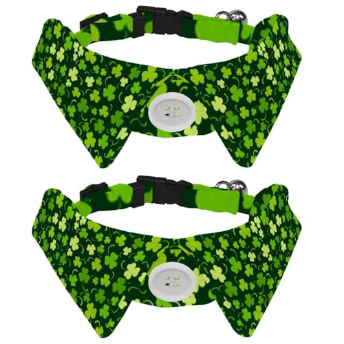 Niedliches Hundehalsband mit Fliege, Happy St. Patrick Lucky Green Clover verstellbares Hemd, Revers-Design, Fliege, Haustierhalsband für kleine Hunde, Welpen und Katzen, 2 Stück Niedliches Hundehalsband mit Fliege, Happy St. Patrick Lucky Green Clover verstellbares Hemd, Revers-Design, Fliege, Haustierhalsband für kleine Hunde, Welpen und Katzen, 2 Stück von RODAILYCAY