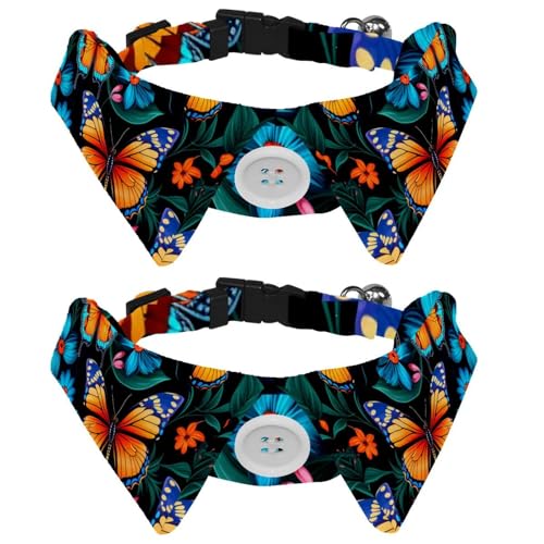 Schöne Schmetterlings-Halsbänder für Kätzchen, Samt, Welpen, Hunde, Fliege, Halsband, verstellbar, formelle Haustier-Smoking-Fliegen für Jungen, Mädchen, Hunde, Katzen, 2 Stück von RODAILYCAY
