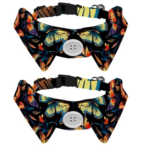 Schöne Schmetterlings-Hundehalsbänder mit Fliege und Glöckchen, verstellbare Katzenfliege, Halsband für kleine, mittelgroße Jungen und Mädchen, Haustiere, Welpen, Kätzchen, 2 Stück Schöne Schmetterlings-Hundehalsbänder mit Fliege und Glöckchen, verstellbare Katzenfliege, Halsband für kleine, mittelgroße Jungen und Mädchen, Haustiere, Welpen, Kätzchen, 2 Stück von RODAILYCAY
