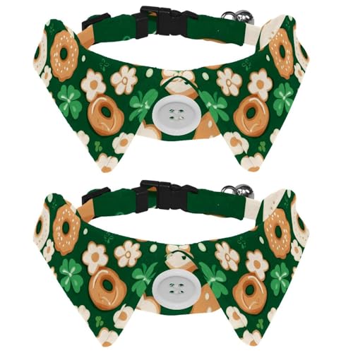 St. Patrick's Hundehalsband im Hemd-Stil, vierblättriges Kleeblatt-Donut, verstellbare Haustier-Halsbänder mit Fliege, niedlicher Katzen-Fliege, Ring für kleine, mittelgroße Jungen, Mädchen, Katzen von RODAILYCAY