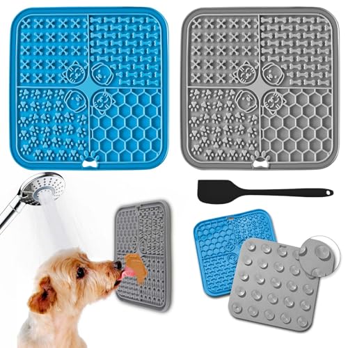 ROELLY Schleckmatte, 2er-Set, Leckmatte für Hunde Mit Silikonspatel, Slow Feeder, Hundesachen, Mit Saugnapf, BPA-Frei, Zum Baden, Füttern, Trainieren ROELLY Schleckmatte, 2er-Set, Leckmatte für Hunde Mit Silikonspatel, Slow Feeder, Hundesachen, Mit Saugnapf, BPA-Frei, Zum Baden, Füttern, Trainieren von ROELLY