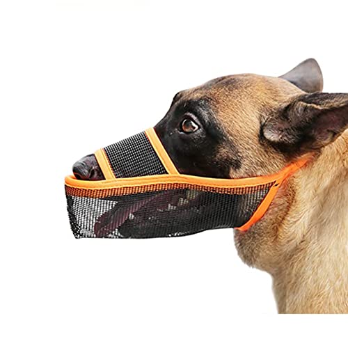 Hundemaulkörbe für kleine große Hunde,Hundemaulkorb Durable Mesh Nylon,Atmungsaktiv und weich, Atmungsaktiv und trinkbar Haustier Maulkorb,für Anti-Beißen Anti-Barking Lecken (L,Yellow) von ROFRA