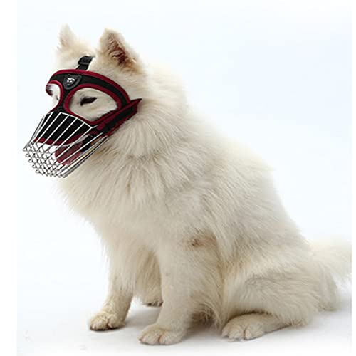 Hundemaulkorb, Soft Mesh Maulkorb für kleine mittelgroße Hunde,Bellen und Kauen,Atmungsaktive einstellbare Maulkörbe zum Beißen,Upgrade der Maulkorb des Hundes, der das Gesicht schützen kann (L,Red) von ROFRA
