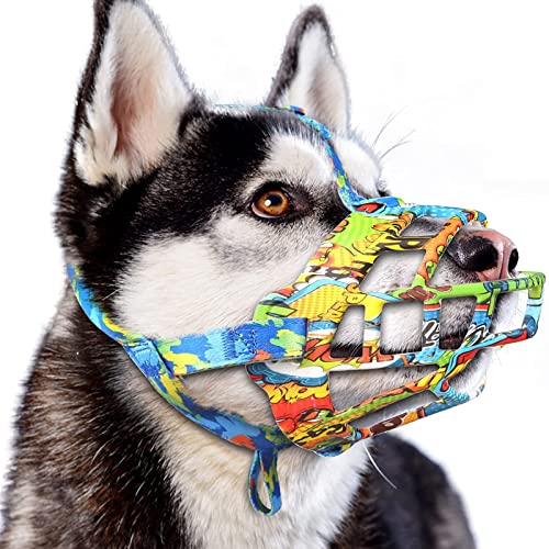 Hundemaulkorb,Breathable Korb Maulkorb für kleine, mittlere, große und X-große Hunde,Weiche Silikon Korb Maulkorb für Hunde,Erlauben Trinken,Anti-Beißen,Bellen und Kauen (1) von ROFRA