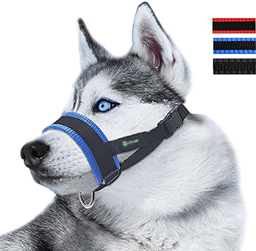 Hundemaulkorb für kleine mittlere Hunde, weiche Nylon Mundabdeckung, Hundemaulkorb mit verstellbaren Riemen, um Beißen, Kauen und Bellen zu verhindern. (3Farben/5Größen) (XXL,Blue) von ROFRA