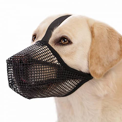 Soft Mesh Maulkorb für kleine mittelgroße Hunde, mit verstellbarem Riemen, Hundemaulkorb, zum Plündern, Lecken, Beißen und Kauen, einfach zu trinken und zu atmen, (2Color/5Size) (XS,Blcak) von ROFRA