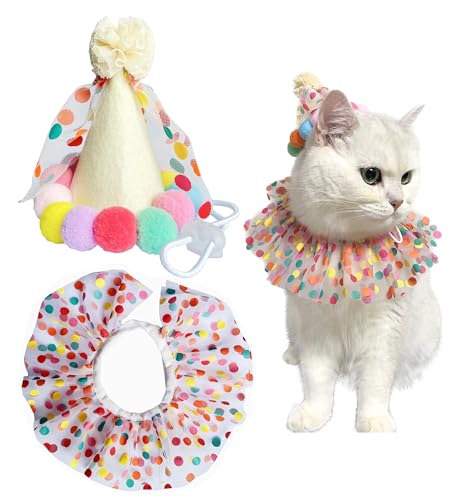 Katzen- und Hunde-Prinzessin-Kostüme, für Welpen, Katzen, Geburtstagstuch, Schal und Partyhut, niedliches Spitzen-Hunde-Lätzchen, Schal und Weihnachtsmütze, Geburtstagsparty-Dekorationsset Katzen- und Hunde-Prinzessin-Kostüme, für Welpen, Katzen, Geburtstagstuch, Schal und Partyhut, niedliches Spitzen-Hunde-Lätzchen, Schal und Weihnachtsmütze, Geburtstagsparty-Dekorationsset von ROHOME