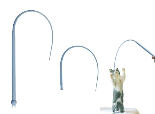 ROHOME Interaktives Katzenspielzeug, Mausschwanz-Zauberstab-Spielzeug für Katzen, Silikon-Katzenspielzeug Teaser Zauberstab, sicher mit natürlichen Raubfischen, die Bewegungen imitieren (blau) von ROHOME