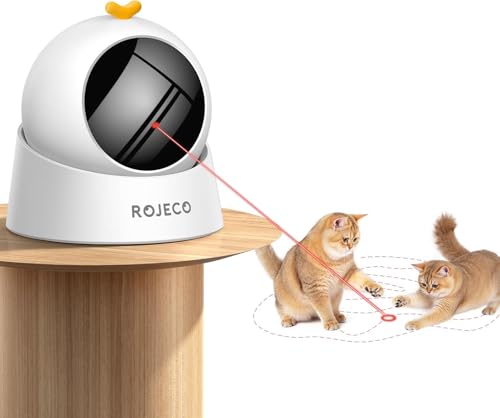 Katzenspielzeug, Interaktives Katzenspielzeug Elektrisch mit Magnetische 360°-Basis, Echt Zufällige Trajektorie, 3 Geschwindigkeitsstufen, Wiederaufladbare Katzen Spielzeug für Katzen/Kätzchen/Hunde von ROJECO