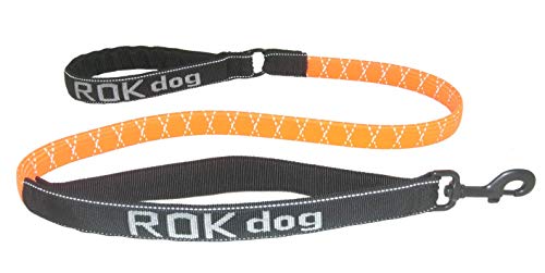 ROK DOG Premium reflektierende Sicherheitsleine aus Stretchmaterial, kein Rucken, Orange von ROK DOG