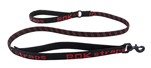 ROK straps ROK00866 Stretch Hundeleine, Short L Strap, schwarz mit rot von ROK Straps