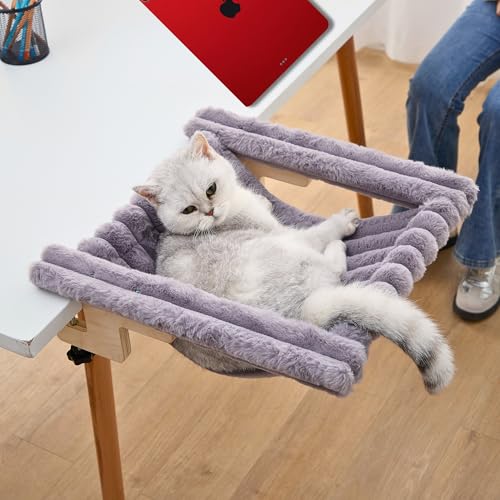 ROLLERPAWSTER Katzen-Schreibtisch-Bett – Katzen-Schreibtisch-Sitzstange, stabiler und sicherer Katzen-Hängematten-Schreibtisch für große Haustiere, Befestigung ohne Bohren, strapazierfähig, hält bis von ROLLERPAWSTER