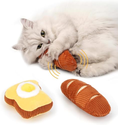 ROLUFY Spielzeug mit Katzenminze, 2 Stück Baguette Simulation Waschbares Katzen Spielzeug, Plüsch Katzenspielzeug mit Glocke im Inneren, Plüsch-Cartoon-Kätzchen, Zahnen ROLUFY Spielzeug mit Katzenminze, 2 Stück Baguette Simulation Waschbares Katzen Spielzeug, Plüsch Katzenspielzeug mit Glocke im Inneren, Plüsch-Cartoon-Kätzchen, Zahnen von ROLUFY